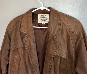 [G-III Global Identity] Vintage Brown Bomber Leather Jacket-Medium thumbnail 5
