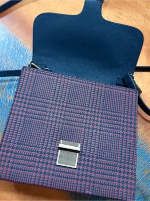 Vintage Brooks Brothers Red Fleece Crossbody bag houndstooth plaid thumbnail 10