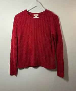 St.John's Bay Red Cable-Knit Crewneck Sweater Size Medium thumbnail 1