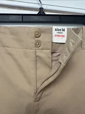 NWT Old Navy Essential Stretch Wide Leg Trouser Dress Pants Khaki Tan Size 14 thumbnail 2