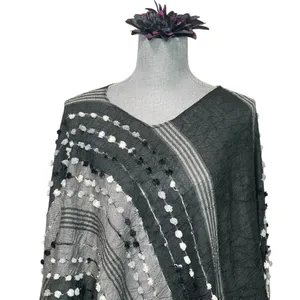 DEMDACO Textured Black Gray One Size Fits Most Acrylic and Poncho Shawl thumbnail 6