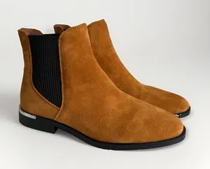 Nine West Tan Suede Chelsea Boots Women's 7.5M Silver Heel New NWOB thumbnail 1