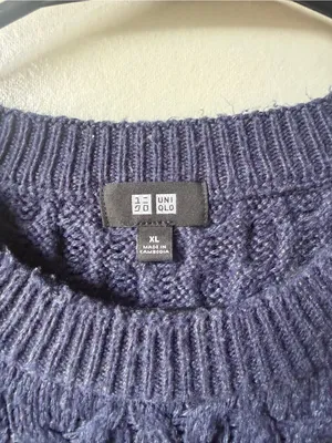 Uniqlo Navy Blue Cable Knit Crewneck Sweater Size XL thumbnail 5