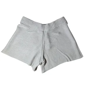 WeWoreWhat‎ Pull On Sweater Shorts L Gray Chunky Knit Drawstring Loungewear thumbnail 3