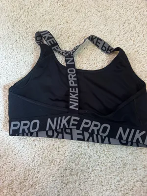 Black Nike bra with grey lettering thumbnail 2