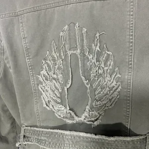 Free People Lux Military‎ Utility Jacket Womens S Green Belted Embroidered Wings thumbnail 6