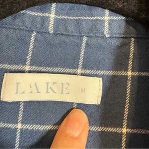 Lake Blue Plaid Button Down PJ Top Shirt Womens M Long Sleeve Lounge Sleep thumbnail 9