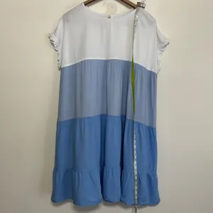SHEIN Blue White Color Block Dress Size 14 XXL Ruffle Hem thumbnail 2