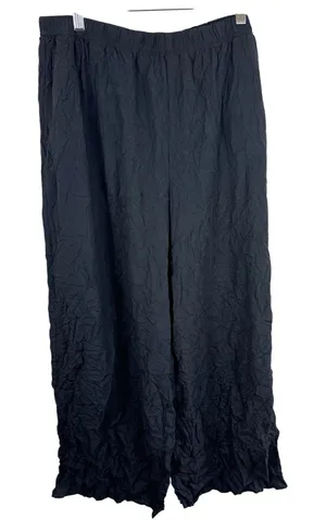 Olivia by Habitat Clothes Womens Large Black Crinkle Crepe Travel Pant Relaxed thumbnail 1