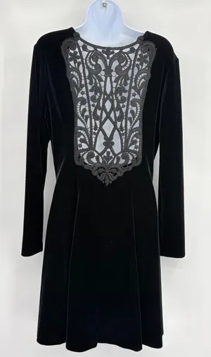 Vtg Jessica McClintock Velvet Lace Back Dress Sz 14 Whimsigoth Victorian Glam thumbnail 1