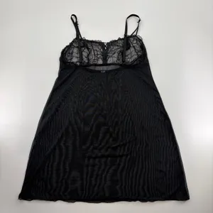 Black Sheer Lace Babydoll Lingerie Chemise Bow Detail Mesh Nightgown thumbnail 3