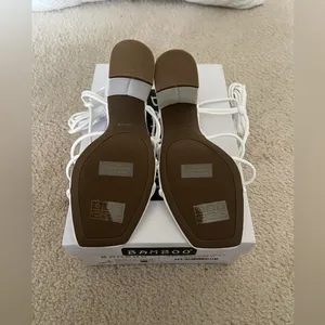 Bamboo White Strappy Block Heel Sandals thumbnail 2