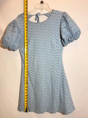 Free People Apricot Rose Sky Blue Puff Sleeve Ruffle Mini Dress Size S thumbnail 8