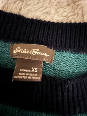 Eddie Bauer Striped Crewneck Sweater in Green & Navy thumbnail 4
