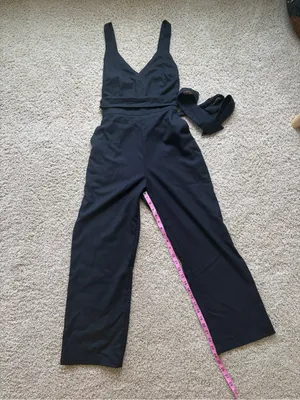 Abercrombie & Fitch Black Cropped Jumpsuit with Waist Tie thumbnail 6