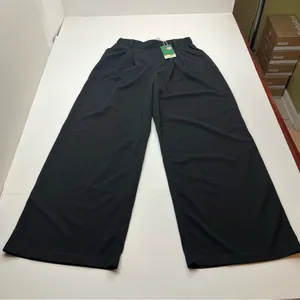 Halara Women’s Size Medium Tall Black Wide-Leg Cropped Pants Pull-on Pockets NEW thumbnail 1