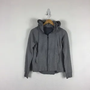 Lululemon Fleece Please Hoodie Jacket Heathered Speckled Medium Grey Size 6 thumbnail 4