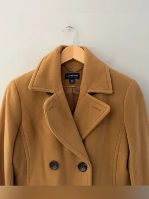 Lands’ End Wool Cashmere Peacoat 4P Petite Camel Double Breasted Coat Preppy thumbnail 3