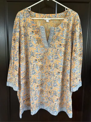 EUC J. Jill Floral Elbow Sleeve Top Size 4X thumbnail 1