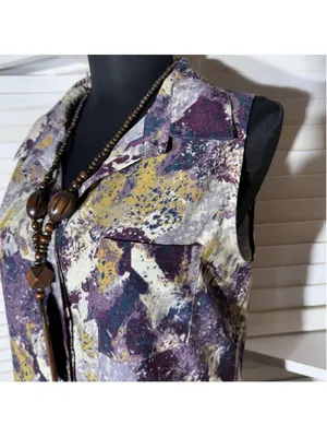 Vintage Y2K dress sleeveless purple camo avant-garde boho fairy whimsigoth sz M thumbnail 5