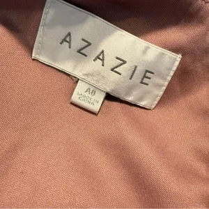 Azazie Leah Vintage Mauve Plunge Beaded Waist Maxi Dress Size 8 thumbnail 5