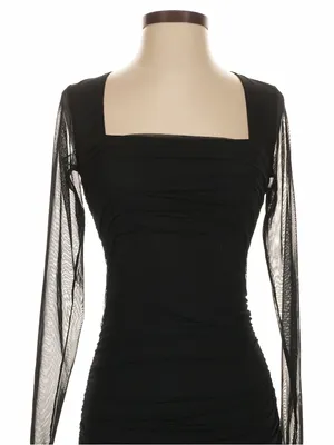 Princess Polly Charvi Black Ruched Mesh Mini Dress Size 4 Indie Y2K Party thumbnail 3