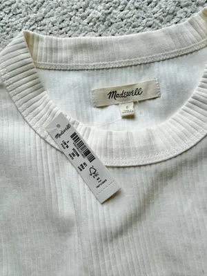 Madewell Crewneck Thong Bodysuit in Sleekhold Small NEW Lighthouse White thumbnail 5