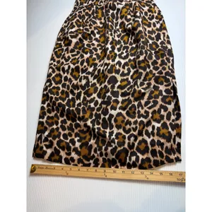 J. Crew Leopard Print Midi‎ Skirt Women Size 2 Linen Blend Lined thumbnail 5