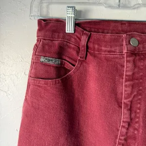 Vintage Roper 80s Burgundy Red Denim Jeans High Waisted Straight Western 26 Tall thumbnail 2