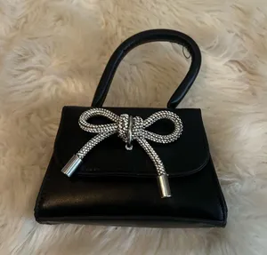 Elegant Black Handbag with Silver Accents thumbnail 4