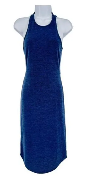 NWT Abercrombie & Fitch MIDI dress blue Heathered open back cut out‎ size small thumbnail 1