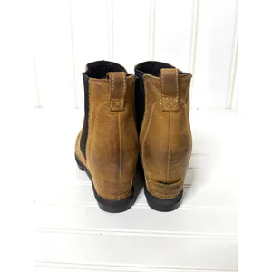 Sorel Lea Wedge Chelsea Boots Tan Leather Waterproof Ankle Womens 8 1886831286 thumbnail 3