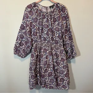 J. Crew Palermo Smocked Waist Mini Dress‎ in Floral Bouquet Linen Medium thumbnail 3