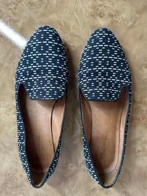 Madewell Black Linebreak Teddy Loafer Fabric Leather Lined Flat Shoes Size 9 thumbnail 2