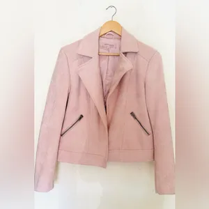 Philosophy Suede Light Pink Moto Jacket Women’s Sz‎ Small thumbnail 2