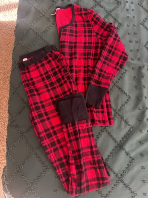 Victoria's Secret Pink Pajama Set Black and Red plaid thumbnail 1