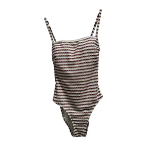 Shade & Shore Womens Striped Textured One Piece Swimsuit XS NWT Beach Vacation thumbnail 2
