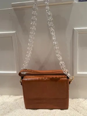 Brown Croc Embossed Box Bag Top Handle Crossbody thumbnail 2