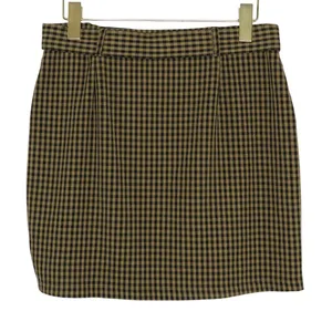 Hollister Ultra High-Rise Gingham Plaid Belted Mini Skirt Tan Black Medium thumbnail 4