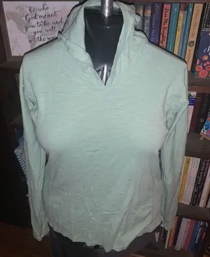 Columbia light green split neck gorpcore hooded M long sleeve top thumbnail 1