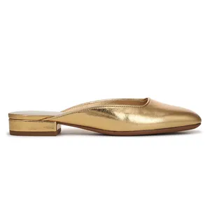 NEW Franco Sarto Women's Dayla Square Toe Block Heel Mules Gold Faux Leather thumbnail 5