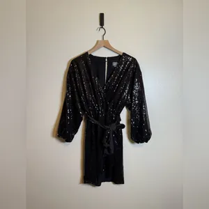 Anthropologie Lisabette sequined puff sleeve mini‎ dress thumbnail 2