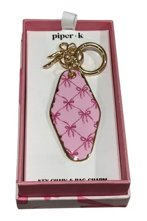 piper·k Pink Bow Motel Key Keychain & Bag Charm | NIB thumbnail 1