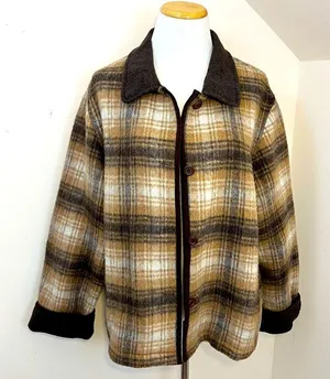Norton McNaughton Vintage Brown Plaid Shacket Wool Blend XL thumbnail 1