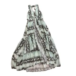VICI dress Move Like Mamba green snake print crepe hi low maxi sz small‎ thumbnail 6