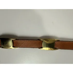 Vtg DKNY‎ Belt Womens Tan Leather Gold Tone Concho Southwest Cowboy 90s 34" M/L thumbnail 8