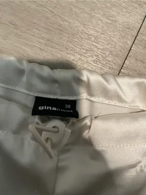 Satin Boot-Flare Pants in Ivory thumbnail 2
