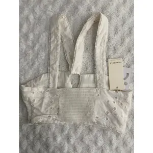 NEW Commense White Embroidered Eyelet Lace Feminine Bustier Crop Top S thumbnail 6