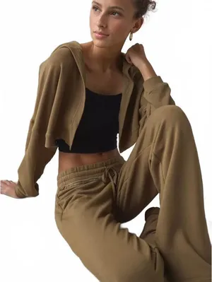 UO Soft Serve Terry Hooded Shrug Urban Outfitters Olive Small thumbnail 3