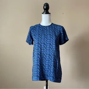 MADEWELL | Blue Printed 100% Silk Blouse Sz XS thumbnail 2